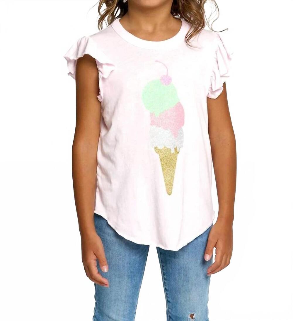 NEW CHASER ice cream glitter cone tee in pink